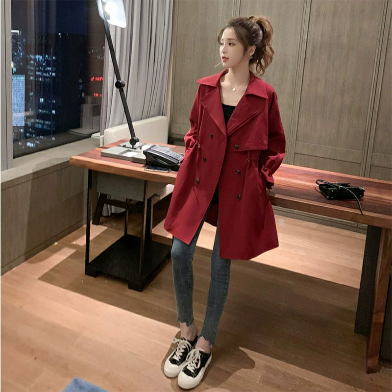 Trench coat, Korean style mid‑length, loose fit, demi‑season, sizes S–XXL