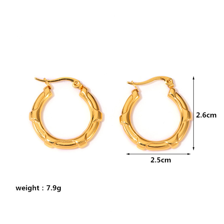 16g Weight Stainless Steel Ear Needle Material Hoop Earrings Classification 1 Pair Quantity Holiday, Daily Occasion Stainless Steel Material Geometric Pattern Women's Gender Plating Design IG Style, Casual Style 1 Pair IG Style Casual Geometric Plating Stainless Steel Hoop Earrings 10