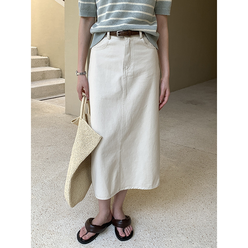 Mmc Dition Denim Skirt for Women 2025 Autum New High-Waisted Slimming Look A-Line Slit Long Hip-Hugging Skirt Mmc Dition Denim Skirt for Women 2025 Autum New High-Waisted Slimming Look A-Line Slit Long Hip-Hugging Skirt