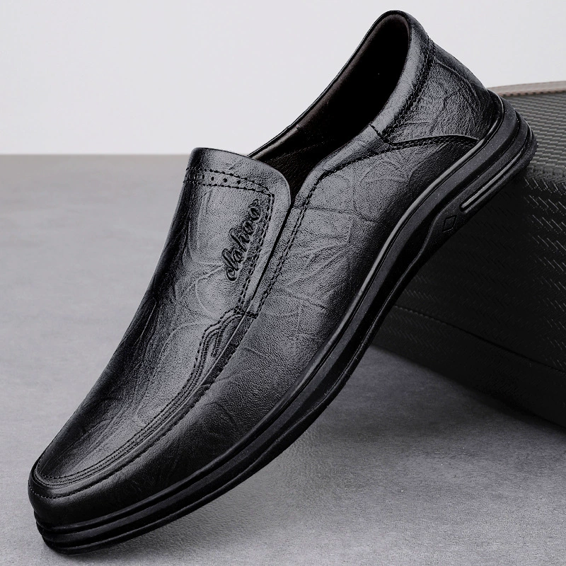 Мужская обувь из натуральной кожи, модная повседневная кожаная обувь, дышащие деловые туфли из мягкой кожи на мягкой подошве, туфли без шнуровки для ленивых.