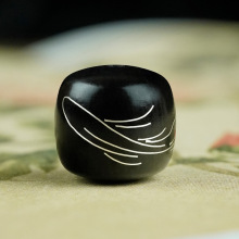 小叶紫檀木镶银鲲鹏展翅老形珠手饰品配件紫光檀镶嵌散珠串珠定制