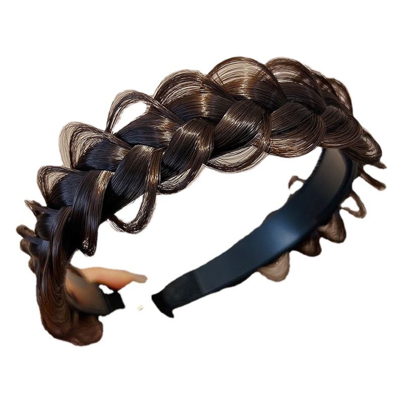 Banda de pelo accesorios para el cabello al por mayor Twist trenza peluca banda de pelo femenino Red roja hecha a mano Fishbone trenza banda de pelo de alta Cráneo tocado superior