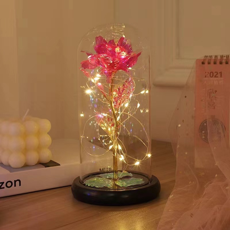 Día de San Valentín chino para esposa, novia, novia, cumpleaños, colorido, colorido, rosa, oro, rosa, flor de simulación romántica