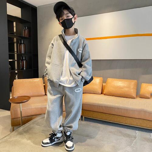 Children's clothing, spring and autumn boys' suits, autumn clothing, medium and large children's long-sleeved zipper jackets, casual pants, sportswear, western style two-piece sets