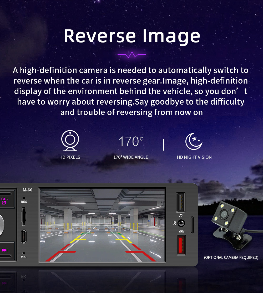 4.1inch Single-DIN Wired CarPlay Car MP5 Player Bluetooth Reversing Car Center Console Radio 12V