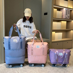 Travel bag large capacity swivel wheel student business travel maternity storage bag waterproof dry wet separation expandable luggage bag