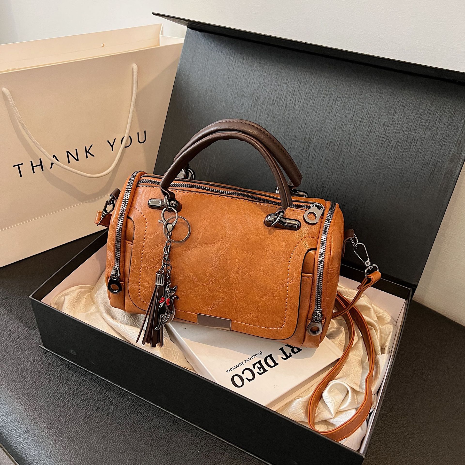 New Korean Style Versatile Retro Fashion Single Shoulder Crossbody Bag For Women, Large Capacity Boston Pillow Handbag - Thumbnail 6