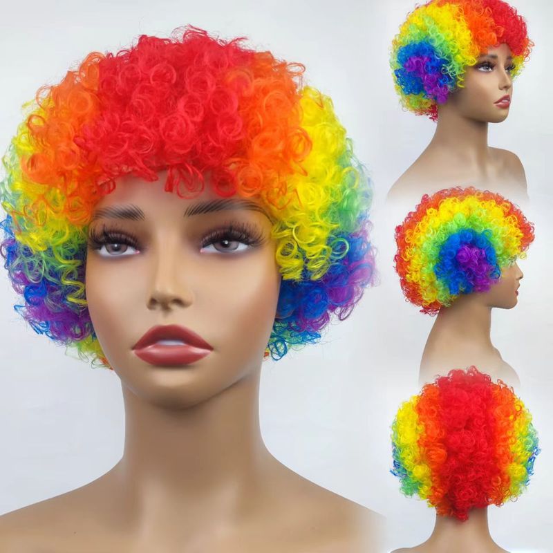 Colorful Afro Wig Cosplay Clown Wig Annual Party Party Headwear Fan Hood Afro Wig