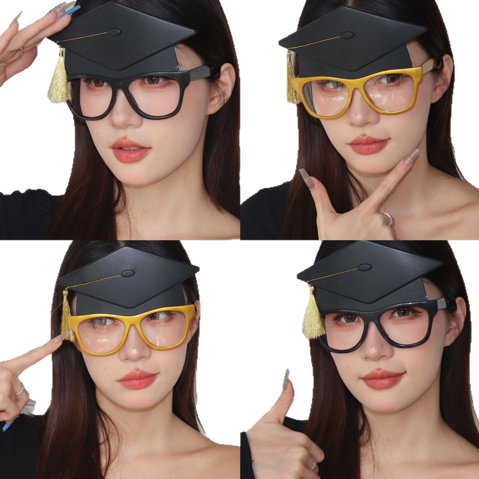 Gafas de Graduación con Gorro de Licenciado de Plástico ABS para Fiestas y Fotos