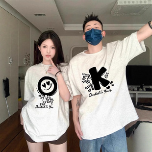 Couple Wear T-Shirts Niche Non-Colliding 2025 New Summer High-End Unique Loose Ok Short-Sleeved Tops for Men and Women