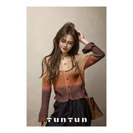 绵羊绒吞吞TUNT秋冬画秋自带秋冬滤镜氛围感 三色吊染针织开衫