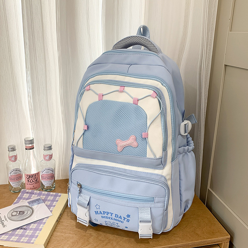 Mochila escolar de color de contraste lindo y fresco de alto valor para estudiantes de primaria y secundaria de grado 3-5