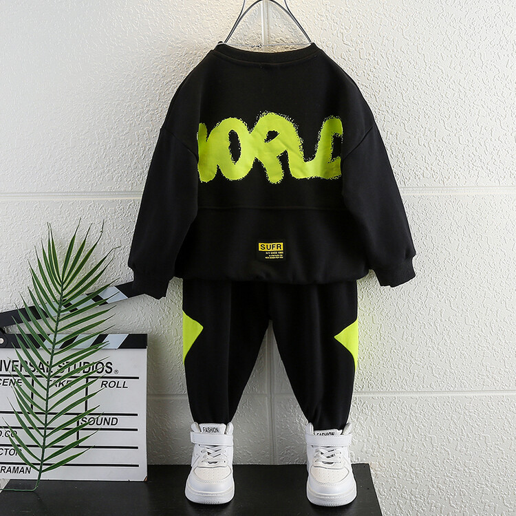 Boys' Lightning 2024 Spring and Autumn New Style Handsome Casual Hoodie Sports Set Children's Clothing_voghion.com
