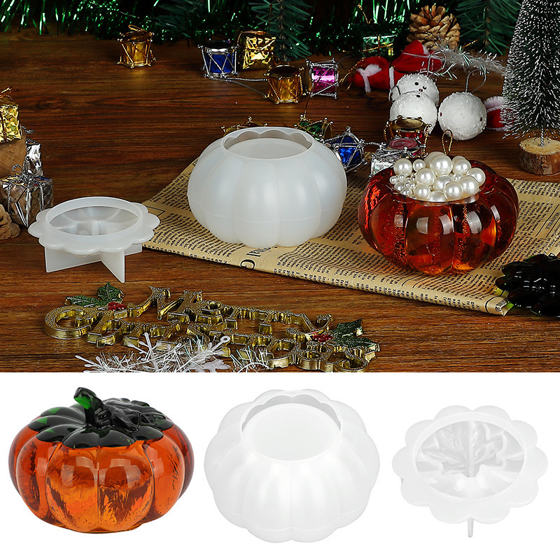 Fat Ya Ya Ya diy Dropping Pumpkin Candlestick Gypsum Storage Box Halloween Pumpkin Storage Box Silicone Mold