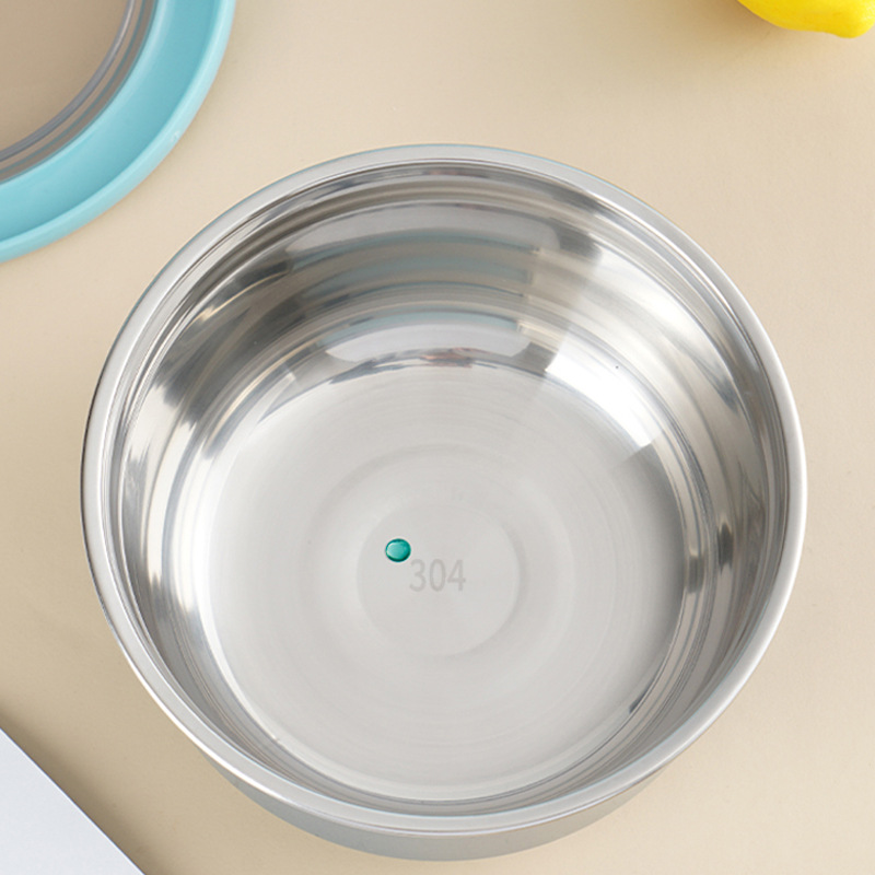 Cross-Border Baby Sealed 304 Stainless Steel Lunch Box Lunch Box Round Instant Noodle Bowl Stainless Steel Crisper Non-Slip