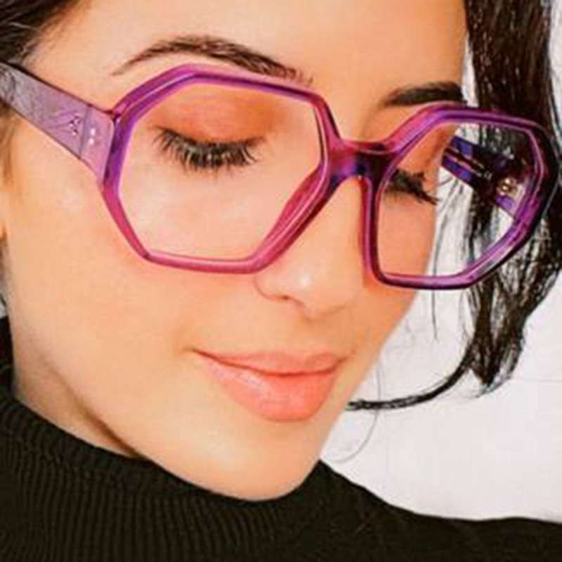 2024 moda europea y americana nuevas gafas de sol poligonales hombres y mujeres retro todo-fósforo viento ins gafas anti-azul