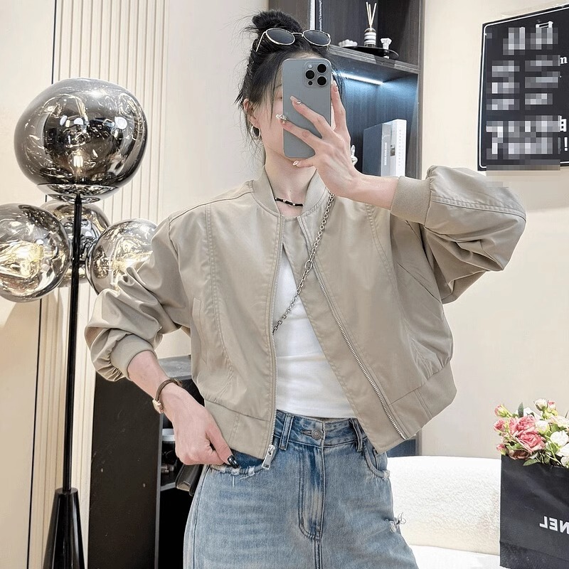 Autumn and Winter Outwear Short Versatile Casual Jacket Top Small Simple Fashion Stand Collar Baseball Uniform for Women A3206
