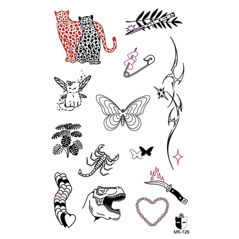 Animal blanco y negro desechable pegatinas de tatuaje belleza pegatinas de tatuaje moda estética patrón de personalidad dama pegatinas de tatuaje