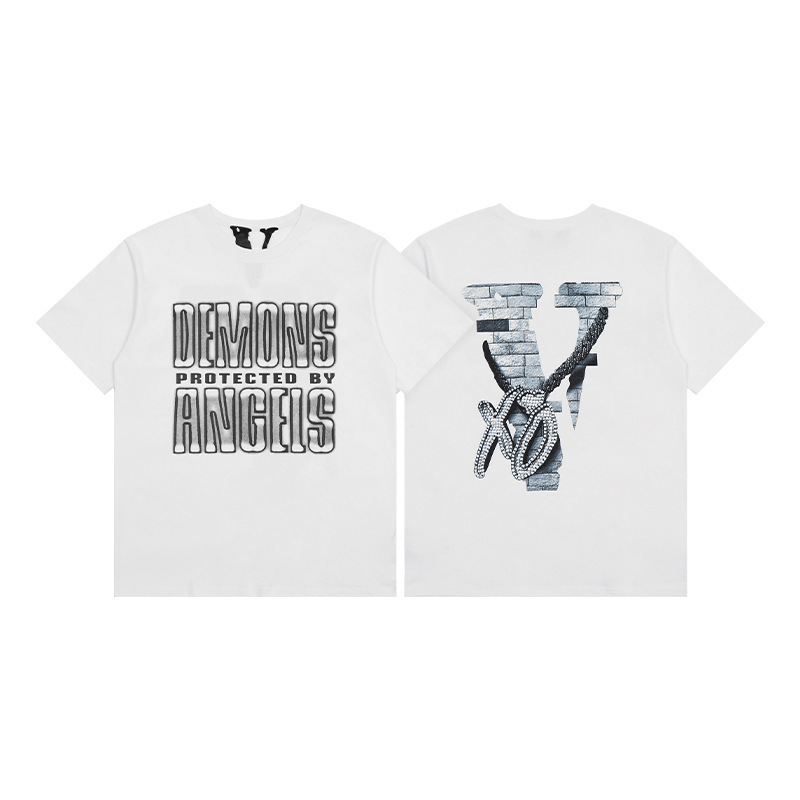 外単VLONE FOG潮牌大v字母Logo桜半袖スケッチ刺繍唇印落書きプリントtシャツ|undefined