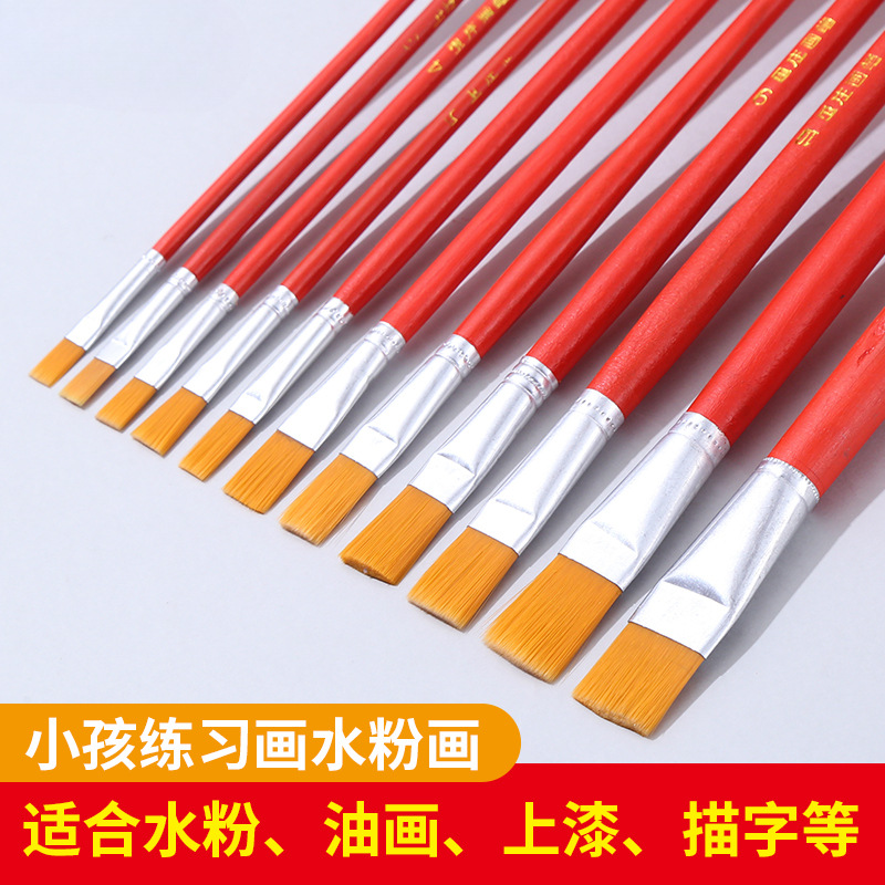 오일 브러시 페인팅 소재 나일론 브러시 구아슈 수채화 플랫 헤드 브러시 산업용 페인트 브러시 브러시 펜 브러시