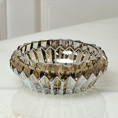 European crystal glass gear large round ashtray home living room coffee table light luxury ashtray Nordic ins style