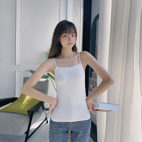 女士吊带背心女长款修身显瘦大码上衣春夏季内搭学生黑色打底衫