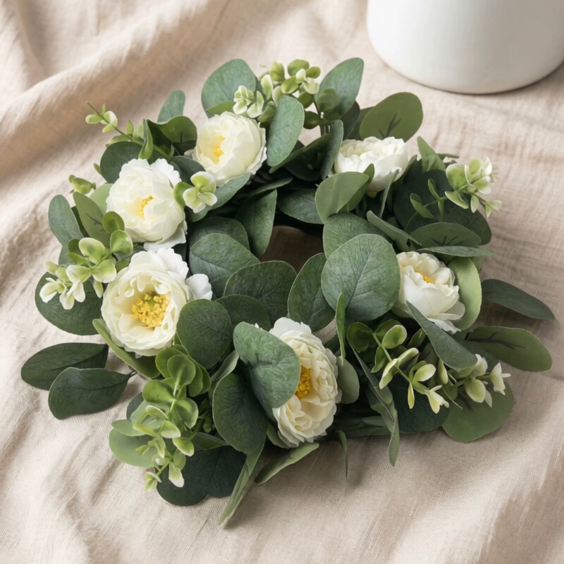New Artificial Cross-Stitch Hydrangea Eucalyptus Wreath Decoration Props for Venue Setup, Festive Rose Wreath Hanging Ornaments New Artificial Cross-Stitch Hydrangea Eucalyptus Wreath Decoration Props for Venue Setup, Festive Rose Wreath Hanging Ornaments