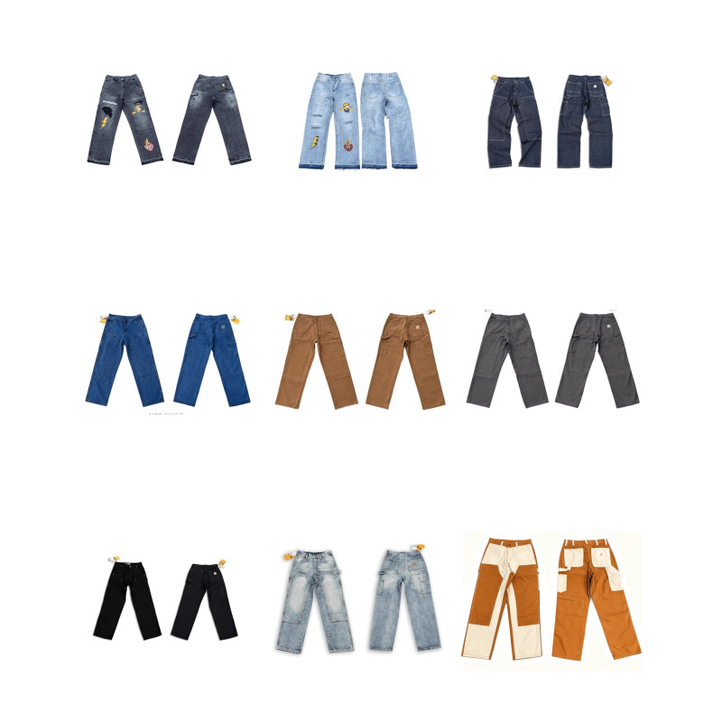 Cross-Border Trendy Brand Kaha Japanese-Style Jeans Worn Washed Distressed Long Pants Loose Splicing High Street Straight Pants Cross-Border Trendy Brand Kaha Japanese-Style Jeans Worn Washed Distressed Long Pants Loose Splicing High Street Straight Pants