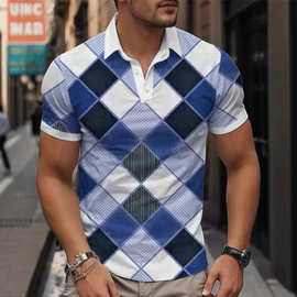 T衬衫配男士的3D图片正式街道服装袖口的短袖微弹性夏季短袖上衣