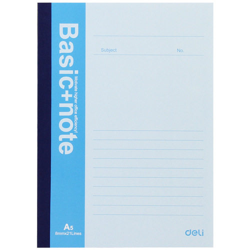 Deli stationery notebook A5 wireless glue bound notepad 30 pages soft surface copy office student diary 7650