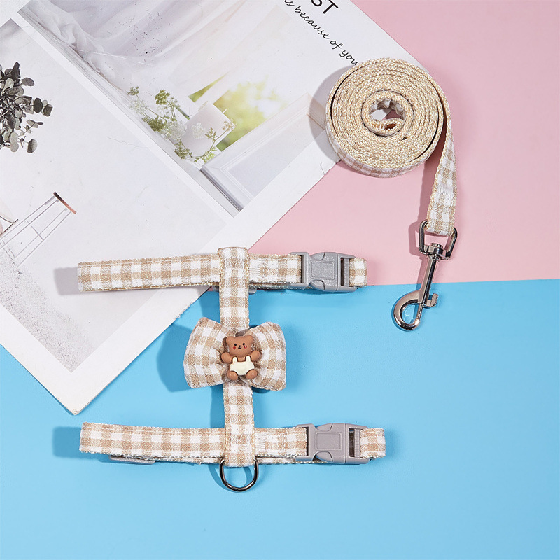 Cross-border ajustable mascota gato Plaid muñeca traje de cuerda de tracción perro pequeño perro cuerda en forma de I correa para el pecho