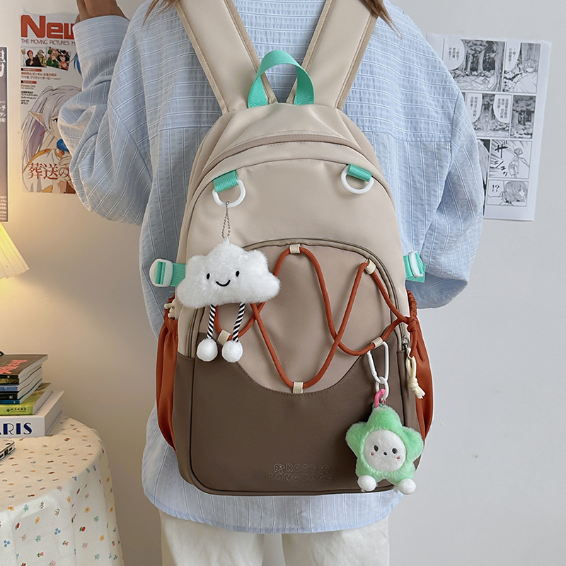 Mochila escolar de todo fósforo para niña fresca, salida de primavera, mochila ligera y pequeña, mochila de estudiante de color de contraste, mochila escolar