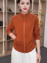 一体绒打底衫女秋冬时尚保暖加绒小衫洋气百搭感卫衣妈妈装拉链衫