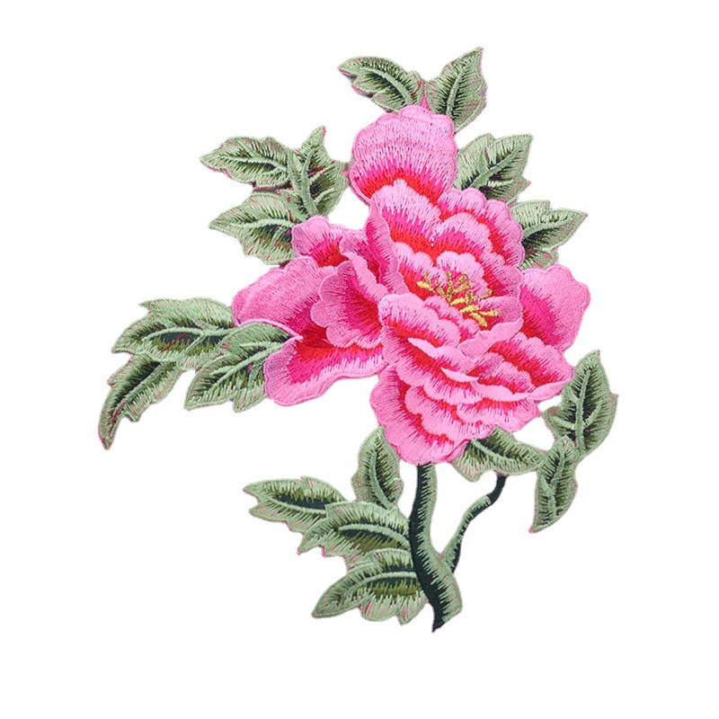 牡丹花开刺绣布贴补丁贴演出服装辅料羽绒服修补洞贴大号中国风