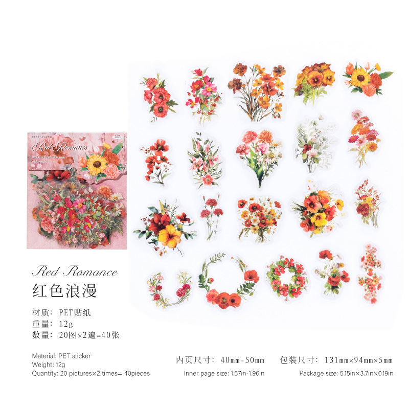 Sugar Poetry PET Bolsa de pegatinas de tinta blanca Florería romántica Fresh ins Girl Hand cuenta material de decoración de bricolaje pegatinas de paisajismo