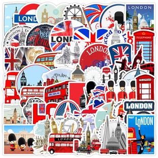 50 Tide brand British style notebook skateboard luggage Cup graffiti decorative stickers wholesale