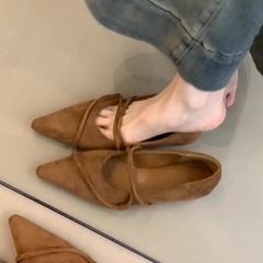 韓国版の靴の女性2025の新型の春秋の先の細いベルトの浅い口のファッションの百合の内で高くなる晩の風のフラットシューズ