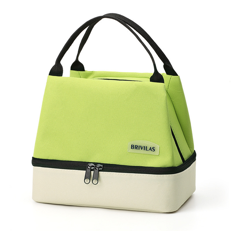 Nueva bolsa de almuerzo de doble capa a juego de color de moda de dopamina, bolsa de hielo, bolsa de aislamiento portátil de gran capacidad para estudiantes de trabajo con arroz