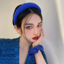 克萊因藍發箍女秋冬網紅2021年新款發圈頭飾洗臉發飾百搭外出頭箍
