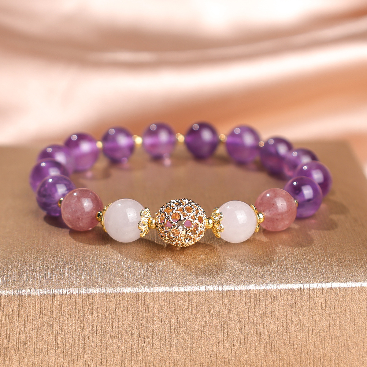 Bola hueca de amatista de 8 mm 17,5 cm