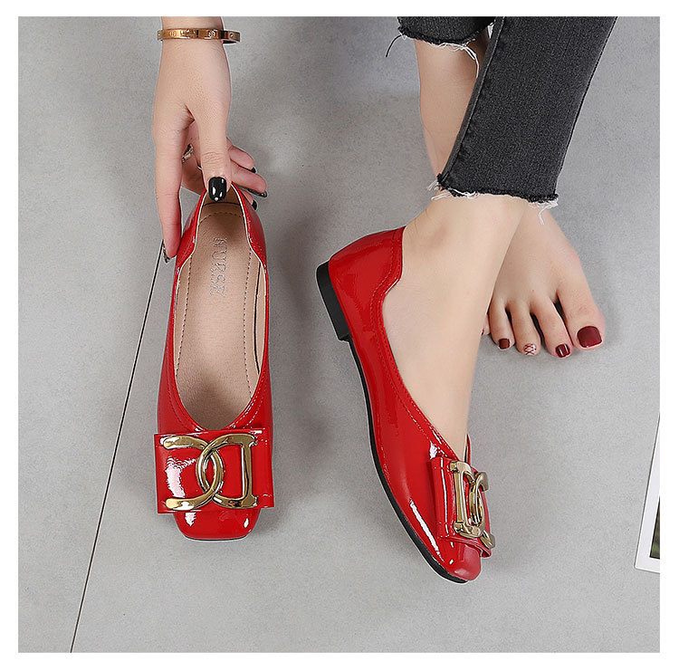 Women's Flat Shoes For Women Square Toe Low Heel Casual Work Shoes_voghion.com