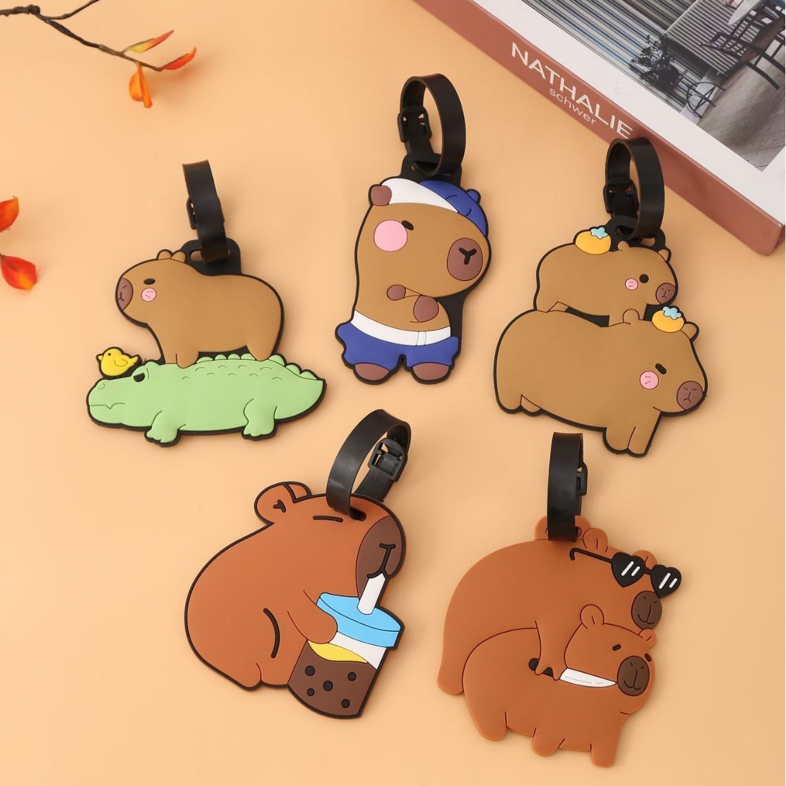 Soft Pvc Luggage Tag Kapibara Special-Shaped Tag Suitcase Checked Identification Tag Glue Stereo Tag