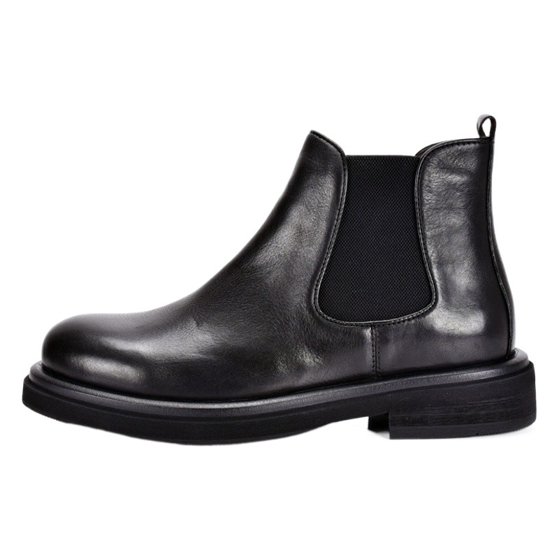 Chelsea boots men's leather high-top British retro soft leather short boots autumn and winter high-top shoes thick-soled cowhide Martin boots