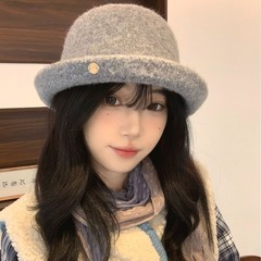 复古文艺风卷边盆帽女秋冬韩版优雅名媛千金帽气质小礼帽渔夫帽子