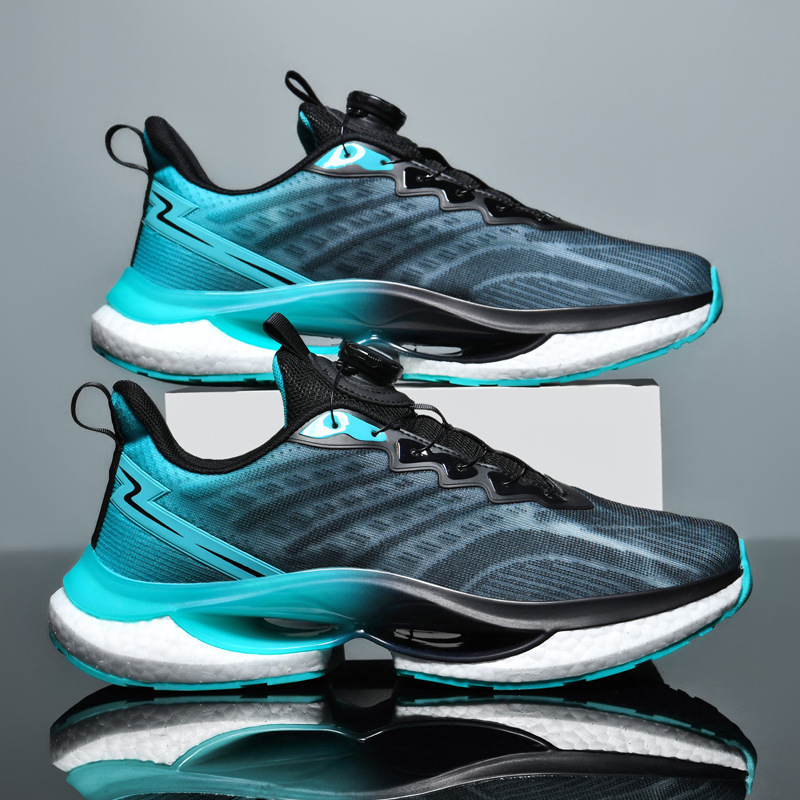 Designer Fashion Running Shoes Men's Lace up Spring and Autumn Popcorn Shock Absorbing Youth Spinning Button Sports Shoes_voghion.com