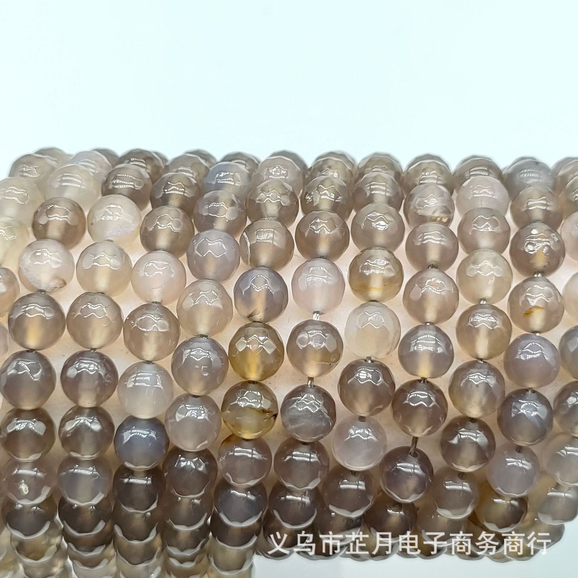 芷月 切角地球面灰瑪瑙圓珠散珠DIY飾品配件 手串珠子半成品批發
