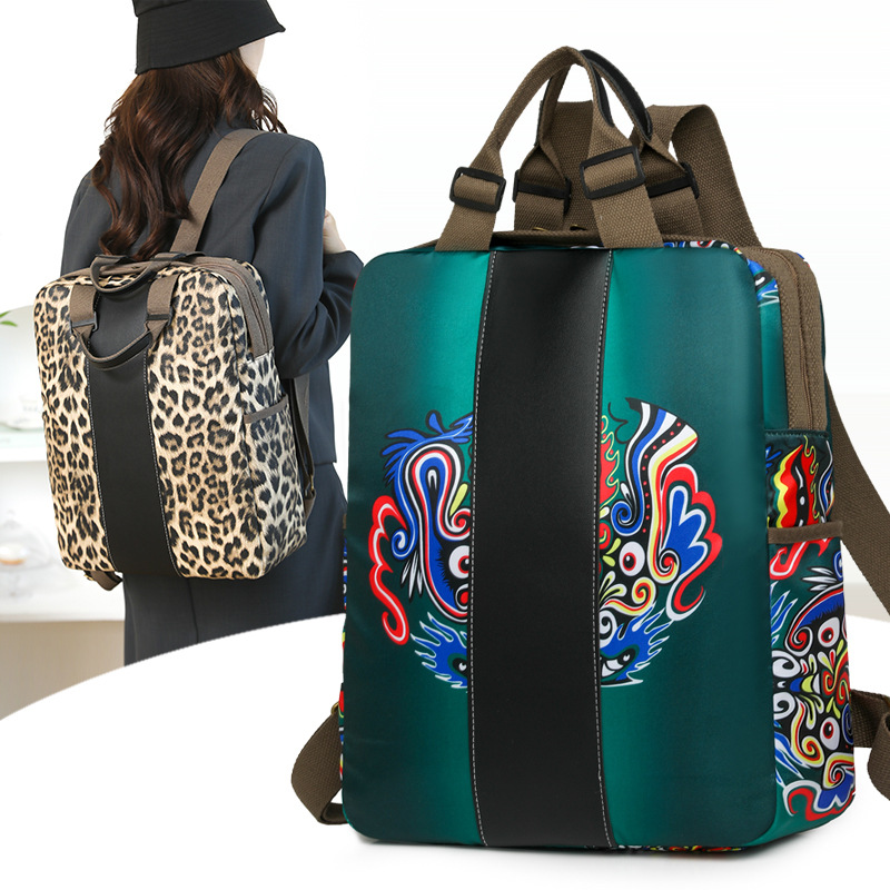 Mochila con Estampado de Leopardo de Tela Oxford para Viajes y Escuela