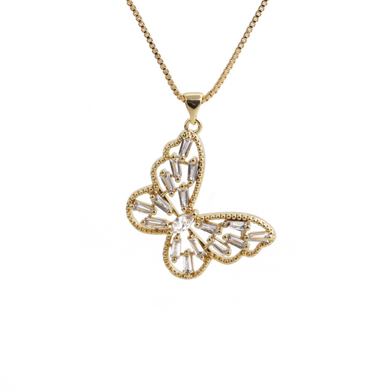fashion golden butterfly copper inlaid zircon necklacepicture16