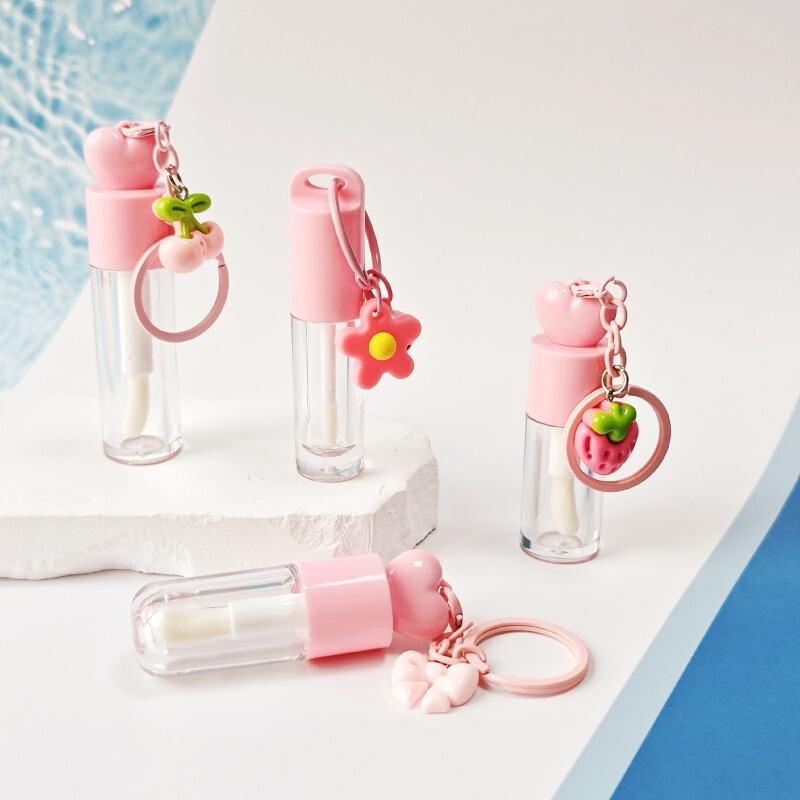 现货2.5ml/4ml/5ml/6ml粉色唇彩管爱心头带挂件唇釉瓶液体腮红管|undefined
