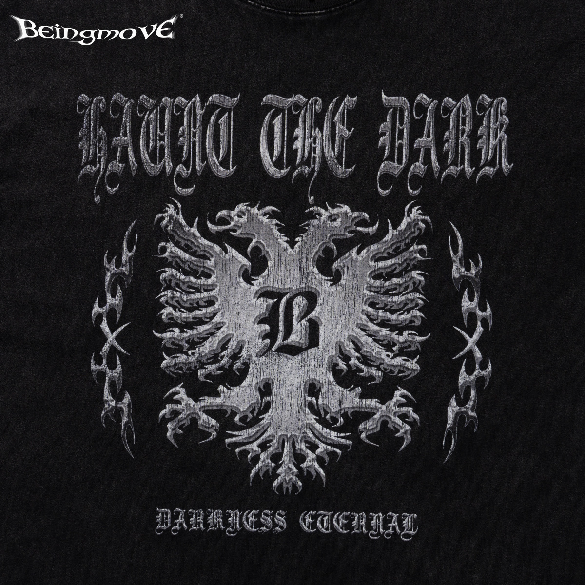 Calle secada| Calle americana vintage marca de moda oscura viento pesado suelto hacer vieja impresión lavado camiseta de manga corta hombre